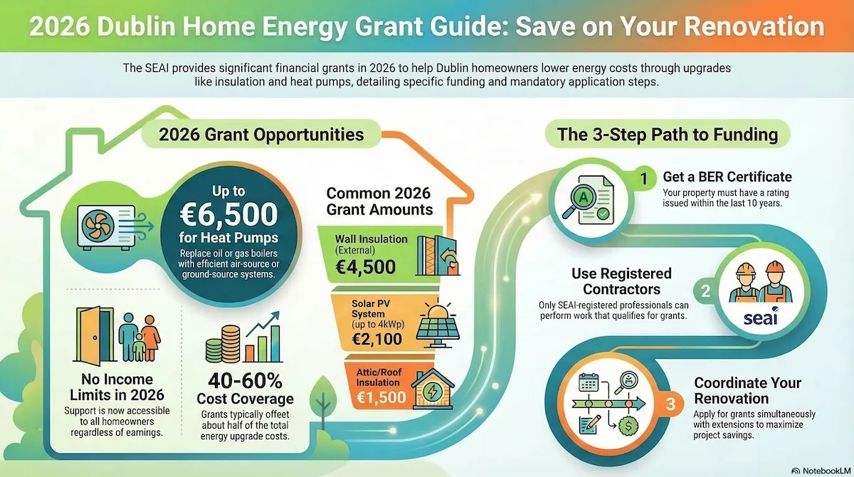 Infographic: Dublin Home Energy Grant Guide - Available Grants for Energy Efficient Extensions